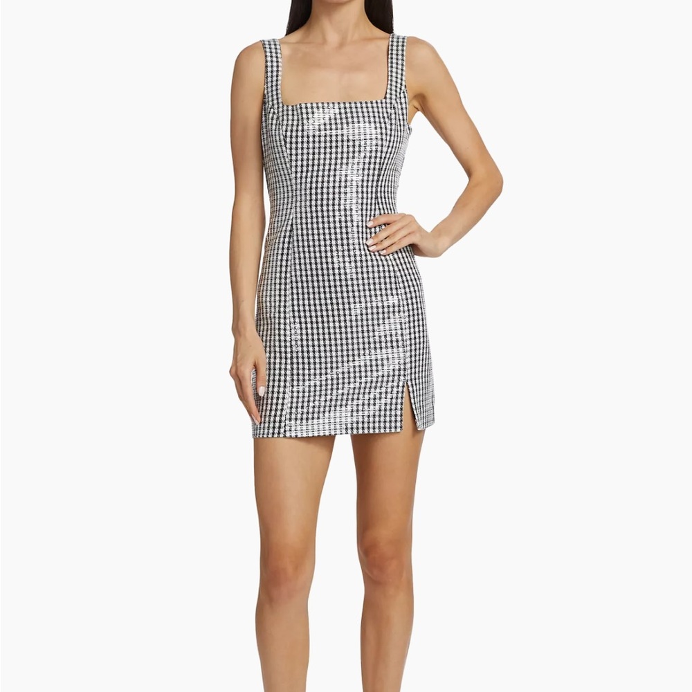 WAYF Houndstooth Sequin Minidress